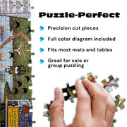 Buffalo Games - Charles Wysocki Know It All - 1000 Piece Puzzle for Adults | Story-Rich Folk Art Village Scene, Precision-Cut Snap Fit, Poster Included, 1000 Piece Puzzle for Adults, Jigsaw Puzzles