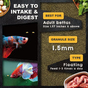 Ultra Fresh Betta Fish Food, Betta Pro Shrimp Patties, 50% Sword Prawns + Akiami Paste Shrimps, All Natural Protein, Rich in Vitamins, Healthy Development and Cleaner Water 0.7 oz