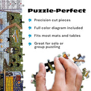 Buffalo Games - Charles Wysocki Know It All - 1000 Piece Puzzle for Adults | Story-Rich Folk Art Village Scene, Precision-Cut Snap Fit, Poster Included, 1000 Piece Puzzle for Adults, Jigsaw Puzzles