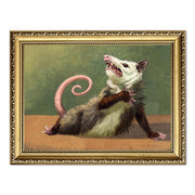 Gold Framed Funny Opossum Wall Art, Whimsical Possum Wall Decor Painting Cute Animal Poster Canvas Prints Picture for Bedroom Living Room 8x10 inch