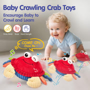 hahaland Baby 6+ Months Tummy Time Musical Bouncing Crab Crawling Toy | 48 Songs & Recording Function, Dancing Moving Jumping Baby Toy, USB Rechargeable Plush Crab Toy for Babies 6 9 12 Months