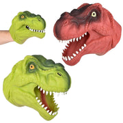 2 Pack Stretchy Dinosaur Hand Puppets - Realistic Soft Rubber T-Rex Toys | Green & Red Dino Party Favors, Classroom Storytelling, Kids Bath Roleplay Gifts, Outdoor Goodie Bags