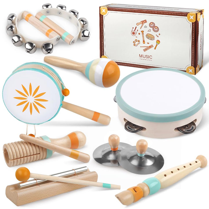 Toddlers Musical Instruments-Baby Montessori Wooden Toys for 18 Month+ | Kids Percussion Instruments Musical Toy for Preschool Kids,Christmas Birthday Gift for Baby Boys Girls