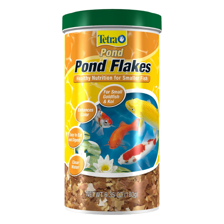 Tetra Pond Flakes Fish Food for Small Koi & Goldfish, 6.35 oz | Supports Digestion & Overall Health Of Small Pond Fish, Enhances Color, Clear Water Formula, Feed When Water Is +50 Degrees