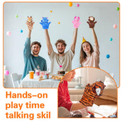 6 PCS Hand Puppets Set Animal Plush Puppet | Storytelling Teaching Toys for Kids Classroom Shows Birthday Party Favor Supplies Elephant Tiger Giraffe Monkey Lion Hippo
