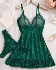 Polka Dot Mesh Sleep Dress Set