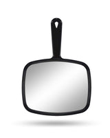 Gladmart 10.3" L x 7.4" W Hand Mirror for Home and Barber, Black | Hand Mirrors with Handle, Barber Accessories, Hair Salon Supplies, Distortion-Free Glass, Makeup Mirror for Women Men