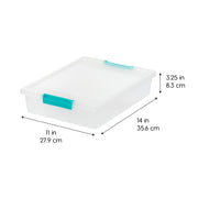 IRIS USA Storage Bins with Lids |Made in USA| 6 Qt - (4-Pack) - Clear | 14"L x 11"W x 3.25"H - Sensory Craft Organizers, Plastic Clip Box Totes, Containers for Paper, Office, Art & Study Supplies