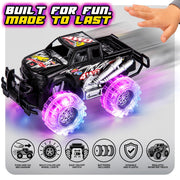 ArtCreativity Light Up Monster Truck Toys for Toddler Boys, Toy Cars Gift | Push and Go Friction Powered Cars, 2-Pack, Toddler Boys Age 2-4, Kids Ages 4-8, Birthday Gift, Batteries Included