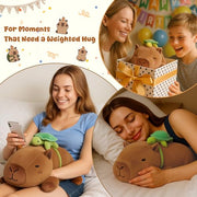 SQEQE Weighted Stuffed Animals Capybara Plush, Weighted Capybara Stuffed Animals with Turtle Backpack, Soft Pillow Toy for Kids Adults, Birthday Present & Valentines Gifts 9.8 Inch, 0.8 Lb