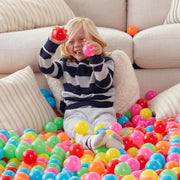Amazon Basics BPA Free Ball Pit Balls with Storage Bag, Crush-Proof Plastic for Toddlers Kids 12+ Months Play, Phthalate Free, 6 Bright Colors, Pack of 400