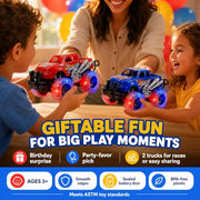 ArtCreativity Light Up Monster Truck Toys for Toddler Boys, Toy Cars Gift | Push and Go Friction Powered Cars, 2-Pack, Toddler Boys Age 2-4, Kids Ages 4-8, Birthday Gift, Batteries Included