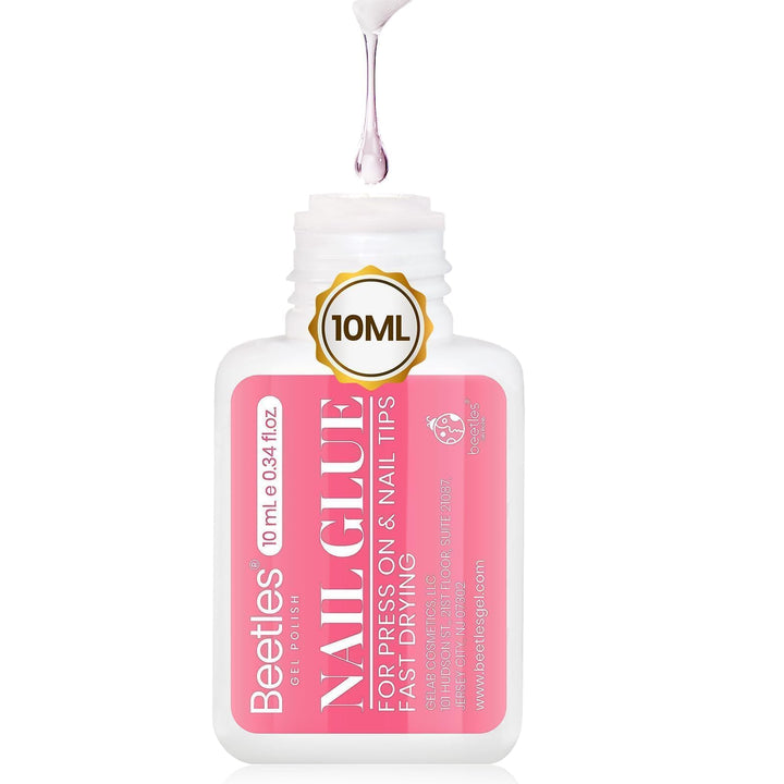 Beetles 10ML Super Strong Nail Glue for Press Ons, Nail Tips, Acrylic Nails | No UV Light Needed, Nail Bond Brush in Nail Glue for Press On Nails Fake Nails Long Lasting for Beginners DIY Home