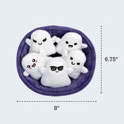 Emotional Support Ghosts, Cuddly Stuffed Animals by Relatable | Halloween Ghost Plush Toys & Cute Stuff, Halloween Gifts for All Ages, Includes 5 Plushies with Basket