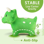 Bouncy Pals Toddler Dinosaur Hopper Toy, Kids Outdoor Ride on Bounce Animal | Outside Inflatable Riding Plush Triceratops Bouncing Horse Hopping Toy, Cool Birthday Gifts Age 2 3 4 5 6 Year Old Boy Girl