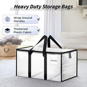 ukeetap 8 Pack Extra Large Clothes Storage Bins with Lids, Clear | Storage Bags with Reinforced Handles & Heavy-Duty Zippers, Moving Bags Boxes Totes for Clothes Packing, Dorms, College