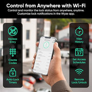 Wyze Auto-Lock Bolt v2, Fingerprint Keyless Entry Smart Lock, AI Learning Scanner with Wi-Fi Front Door Lock Deadbolt, Auto-Lock, 8 Months Battery, BHMA2, IP53, Anti-Peep Keypad, Backup Keys