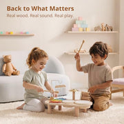 Wooden Drum Set for Toddlers 1-3, Montessori Musical Toy for Kids | First Birthday Gift for Boys & Girls, Encourages Engagement & Open-Ended Play, Screen-Free Fun