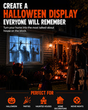 Scary Decorations Halloween Window Projector，black：With Effect fabric | Built-In Horror Videos, Scenes with Easy Setup, Wifi Streaming, Bluetooth Speaker, 210° Rotation & Auto Keystone Correction