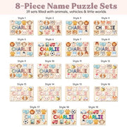 Personalized Name Puzzle for Toddlers 1-3 | Custom Wooden Baby Girl Gift with 48 Animal Art Sets | 1st Birthday Gift for Girls | Personalized Baby Boy & Girl Gifts Keepsake