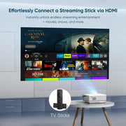 NISOO Mini Projector with WiFi and Bluetooth, 1080P Outdoor Movie Projector | 2-way Bluetooth Speaker, WiFi6, 1080P home theater, Compatible with Phone/PC/TV Stick/Roku/PS/DVD/HDMI/USB, Timer shutdown