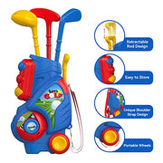 Liberry Toddler Golf Clubs Set Toy for 1 2 3 4 Years Old Boys Girls, Blue | Upgraded Kids Golf Cart, Shoulder Strap Design, Indoor and Outdoor Sports Game, Birthday Gifts for Baby