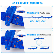 LJZJ 3pk LED Foam Plane Launcher, 2 Modes Outdoor Toy Gift Boys Girls 3+ | Foam glider features ejection & hand‑throwing 2 modes. LED lights deliver fun‑filled nighttime flying experience for kids
