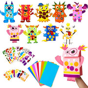 WATINC Hand Puppet Making Kit, Paper Sock Puppet Toys for Kids (Monsters) | 9 Styles, Make Your Own Storytelling & Role Play Crafts, Creative Group Activity, Party Favors & Gifts for Kids Ages 4-8