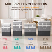 HomeHacks 2 Pack Large Laundry Baskets, Laundry Hampers Bags (Grey 75Lx2) | Waterproof, Freestanding, Collapsible Clothes Hamper with Reinforced Handles in Laundry Room, Dorm, Bathroom, Bedroom