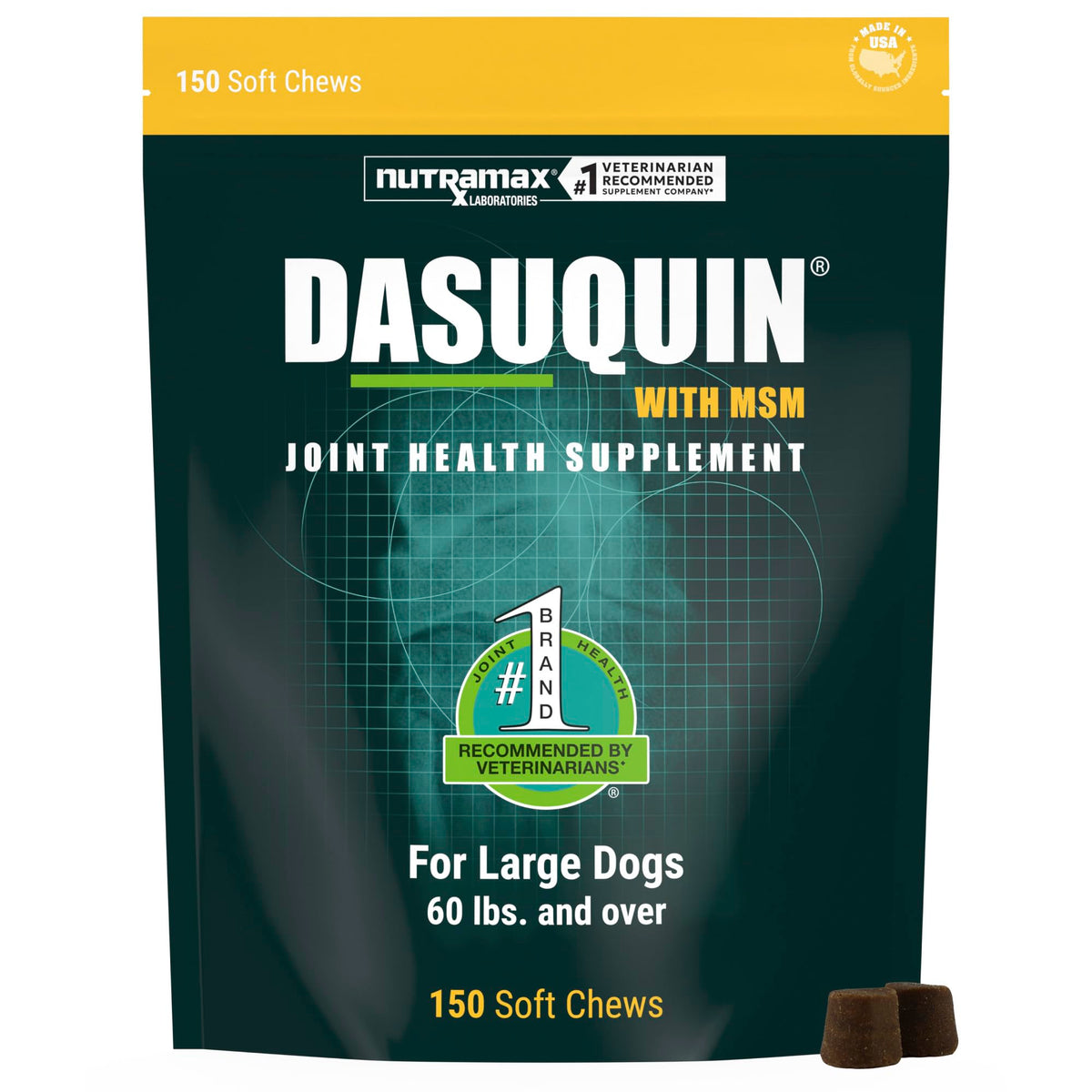 Nutramax Dasuquin MSM Joint Supplement for Large Dogs, Soft Chews, 150ct | Glucosamine and Chondroitin, ASU, MSM, Supports Healthy Joints, For Dogs Over 60 lbs, All Ages, Soft Chews
