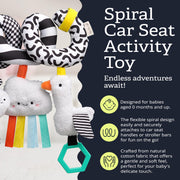 Itzy Ritzy Spiral Car Seat & Stroller Activity Toy Ages 0+ (High Contrast) | Baby Stroller & Car Seat Spiral Toy, Infant Sensory Activity Toy, Easy-Attach Hanging Toy With Textures, Sounds & Visual Play