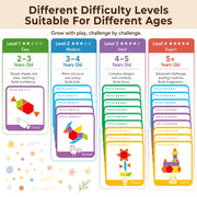 LovesTown 209 PCS Shapes Wooden Pattern Blocks for Kids | Geometric with Activity Cards, Storage Bag, Educational Tangram Puzzles, Great Learning Gift