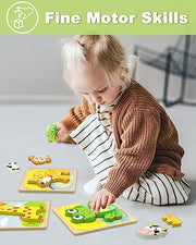 Benresive Wooden Toddler Puzzles, Montessori Toddler Toys for 1 2 Year Old | 6 Pcs Puzzles, 1 2 3 Year Old Girl Boy Great Gifts, Learning Educational Preschool Bolck Toys for 1 2 3 Year Old