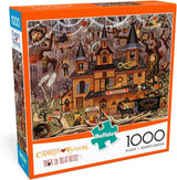 Buffalo Games Charles Wysocki 1000 Piece Puzzles, Trick or Treat Hotel | Full-Color Reference Poster, Made in USA, Sturdy Interlocking Pieces, Halloween Puzzle, 26.75 x 19.75 in, For Adults