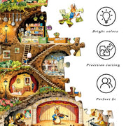 HUADADA Puzzles for Adults 1000 Pieces-Rabbit House Puzzles | Gifts for men women,Family Games,Eco matte oil print,eye strain relief,tight puzzle piece fit,vibrant colours