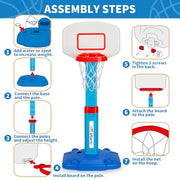Toddler Basketball Hoop, Kids Toys Basketball Hoops for Indoor Outdoor Play | Adjustable Mini Basketball Hoop with 3 Balls for Outside, Pool, Christmas Birthday Sport Gift for Baby Boy Girl Ages 2 3 4