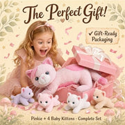 gnomantic Cat Stuffed Animals with Babies Inside, Mommy Toy for Kids