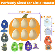 Halloween Pumpkin Wooden Peg Puzzle for Toddlers Montessori Toy for Age 1-3