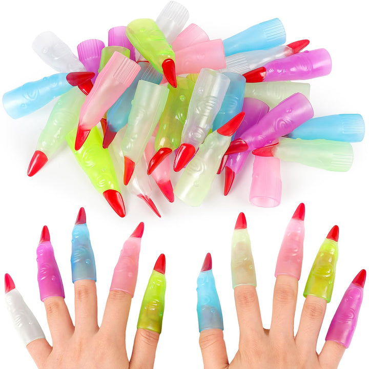 HFATMOS Finger Pointers for Reading Glow in the Dark, Colorful Witch Finger Props for Halloween Cosplay Party Costume Masquerade Decorations (50)