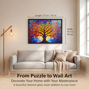 Amzgo® 1000 Pieces Stained Glass Jigsaw Puzzle, Beautiful Tree of Life Art Puzzles for Adults, Unique Fun Impossible Hard Difficult Challenging Pretty Puzzles, Colorful Mosaic Nature Puzzle