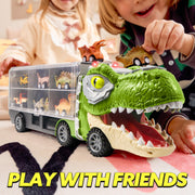 JOYIN 13 in 1 Dinosaur Toys for Kids 3-5, Transport Dinosaur Carrier Truck with 12 Pull Back Cars, Kids Toys 3-4 Birthday Gifts for 3 4 5+ Year Old Boys