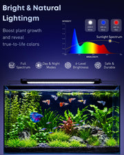 Pawfly 11W Aquarium LED Light for 12 to 18 Inch Fish Tanks Extendable Fish Tank Light with Full Spectrum Brilliant White Blue Red Lights with Daytime & Night Modes and Adjustable Brightness