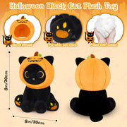 Hagusahuo Halloween Plush, 8inch Pumpkin Black Cat Plush Halloween Stuffed Animals for Kids, Cute Plushies Kawaii Stuffed Cat Soft Doll Toy for Boys, Girls, Girlfriend