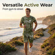 🎉 2026 Sale — Over 33,000 Sold! 👕 Men's Casual Faux Denim Print T-Shirt Shorts Set 🧢