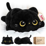 Mewaii Black Cat Plush Pillow Cute Plushies, Squishy & Huggable, 13 in | Cuddly Cat Stuffed Animal Pillow, Low-Shedding, PP Cotton Fill, Machine Washable, Desk Decor, Gift For Kids & Cat Lovers