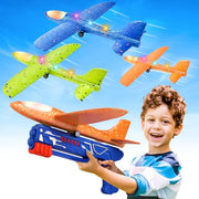 Fuwidvia 3 Pack Airplane Launcher Toys, 13.2 in LED Foam Glider Kids 4-12 | 3-Pack 13.2 in LED foam gliders with 2 flight modes, Outdoor Flying Toys Birthday Gifts for Boys Girls 4-12 Year Old