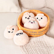 Emotional Support Dumplings, Cuddly Stuffed Animals by Relatable | Squishy Toys and Plushies, Gift Ideas for Loved Ones of All Ages, Includes 5 Plushies with Carrying Basket