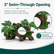 Aquarium Decorations Cave Silk Aquarium Plants Betta Fish Tank Decor | Soft & Safe Fish Tank Accessories, Aquarium Decor Plants for Beta Goldfish Bowl Decor, Artificial Driftwood Fish Cave