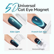 Modelones Cat Eye Magnet 5D Nail Magnet for Cateye Gel Polish Nail Stuff | White 360°Rotating Automatic Cat Eye Magnet Tool, U-Shaped&Ball Magnet&Hole&Heart Magnets for Glass Bead Nail Art
