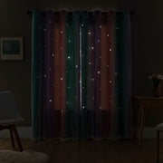 XiDi Curtains for Girls Bedroom Decor, Rainbow Blackout Curtains for Kids/Little Girl Room Decor, Unicorn Wall Decals,Pink Purple Green,63 x 34 inches,1 Panel